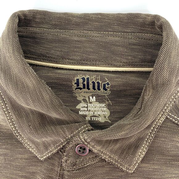 Blue by Pronto Uomo Polo Shirt Mens M Brown Tan Stitch - Picture 4 of 8